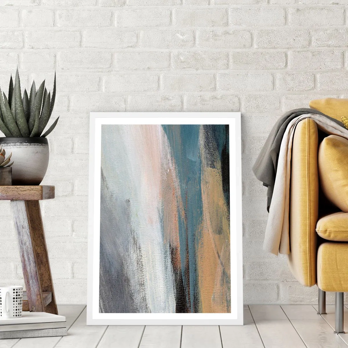 Pôster em moldura branca - Abstração: paisagem do norte - 40x50 cm