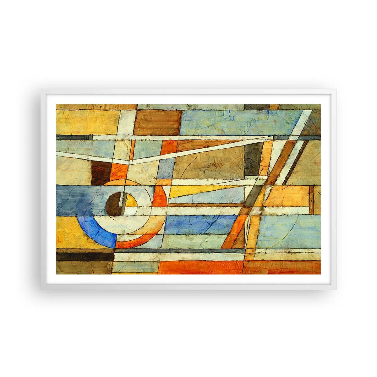 Pôster em moldura branca - Cubismo em construção - 91x61 cm