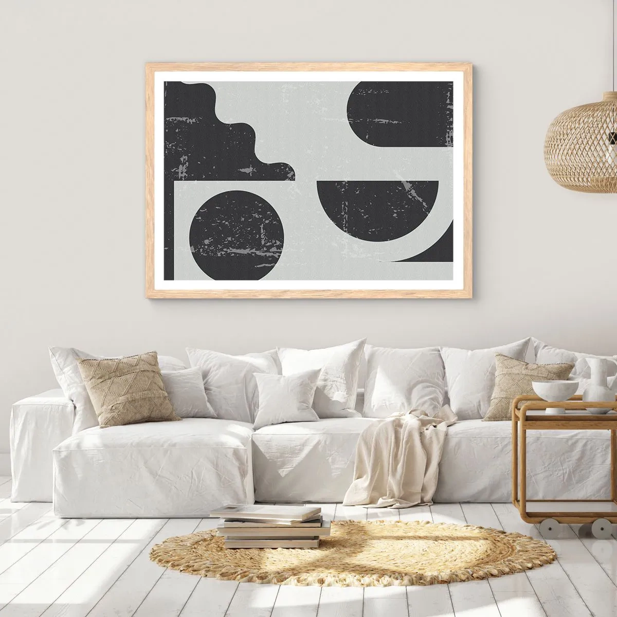 Pôster com moldura de carvalho claro - Composição acima e abaixo - 70x50 cm