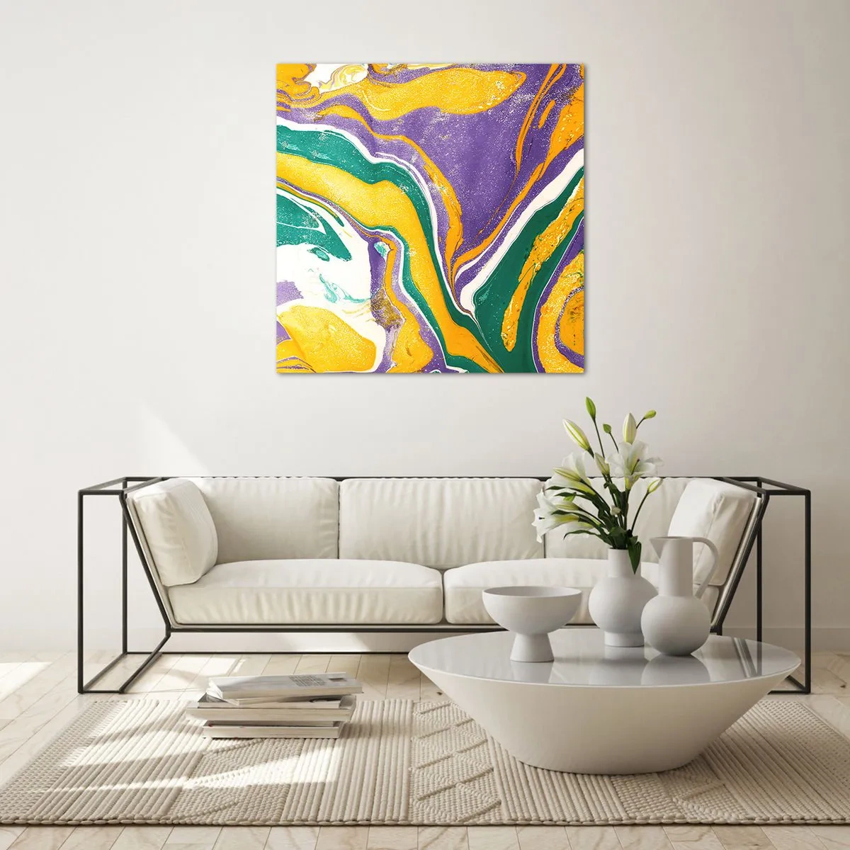 Quadro em vidro - Ondas de cor - 30x30 cm