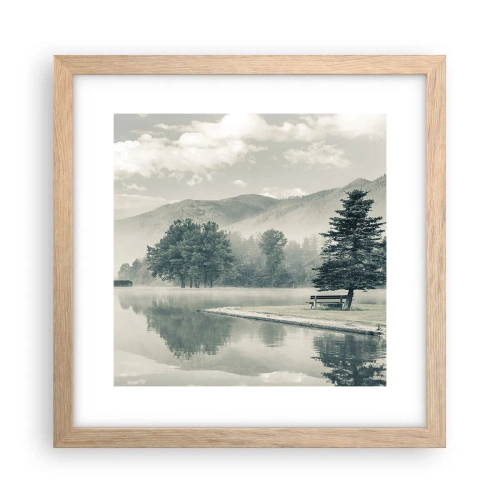 Pôster com moldura de carvalho claro - O lago ainda está a dormir - 30x30 cm