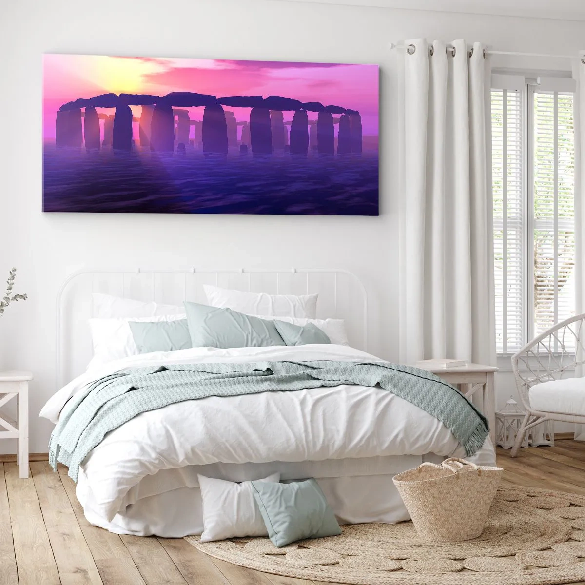 Quadro em tela - O mistério do amanhecer no nevoeiro - 120x50 cm