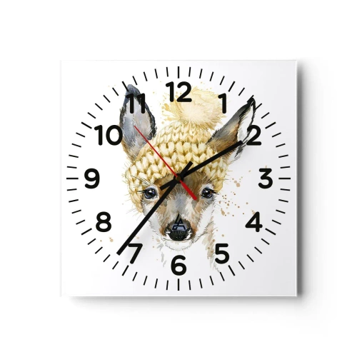 Relógio de parede - Relógio em vidro - Para o inverno na floresta - 40x40 cm