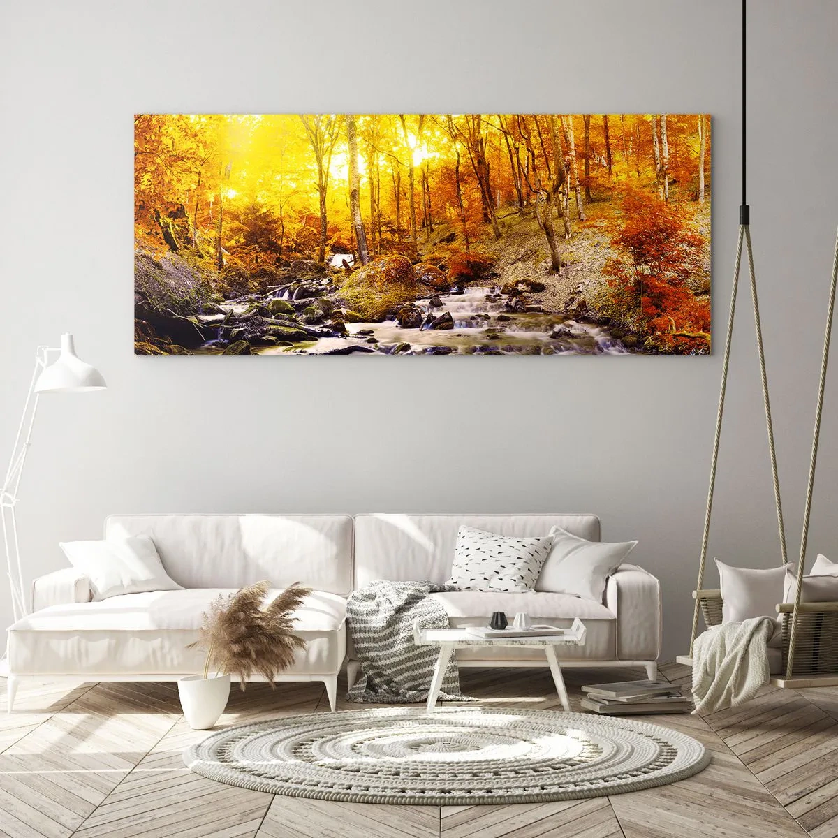 Quadro em vidro - Pedras emolduradas em ouro e platina - 100x40 cm