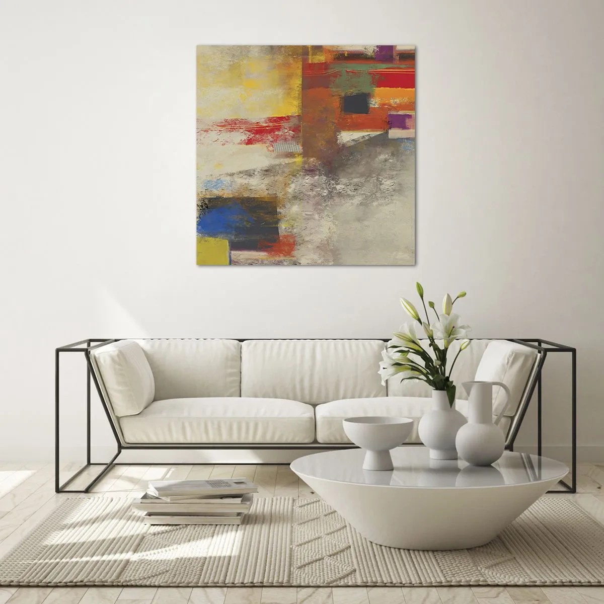 Quadro em vidro - Geometria das cores - 30x30 cm