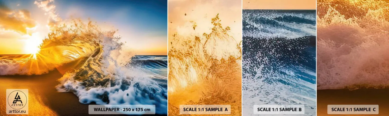 Amostra de papel de parede autocolante Deluxe Sticker - Diversão na areia - Aceno, Mar, Água - 100x30 cm