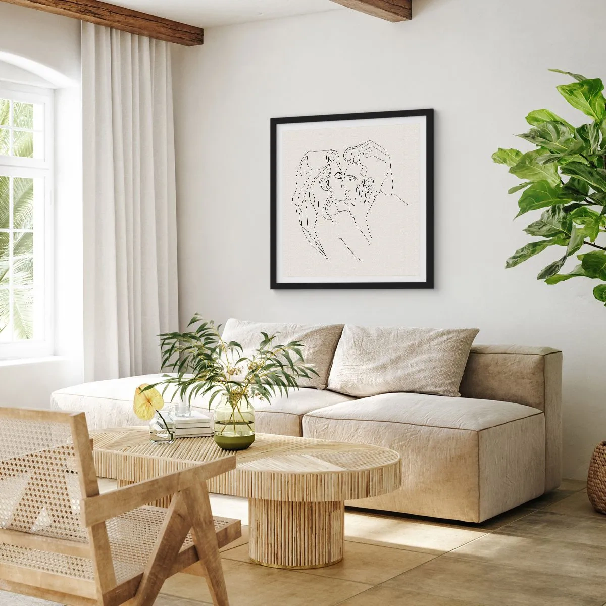 Pôster com moldura preta - Emaranhados pelo sentimento - 60x60 cm