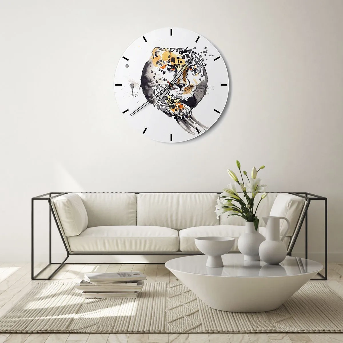 Relógio de parede - Relógio em vidro - Beleza predatória - 30x30 cm