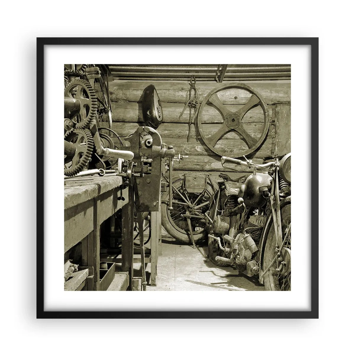 Pôster com moldura preta - No depósito do tio Jorge - 50x50 cm