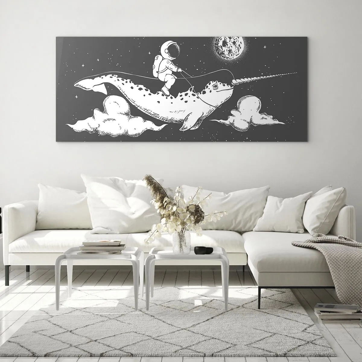 Quadro em vidro - Cavaleiro Espacial - 140x50 cm