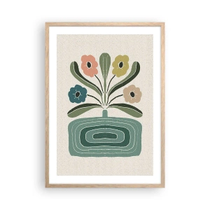 Pôster com moldura de carvalho claro - Buquê simétrico - 50x70 cm