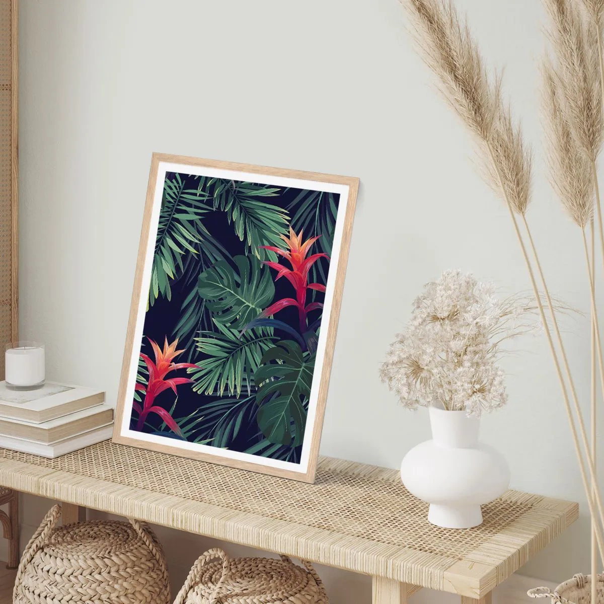Pôster com moldura de carvalho claro - Queimar em verde - 50x70 cm