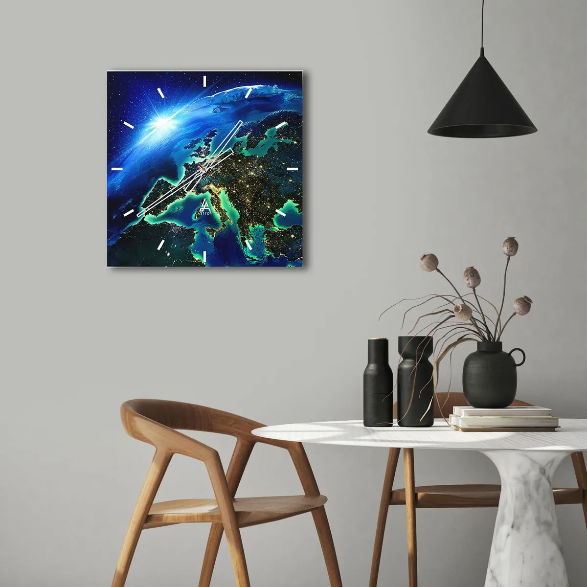 Relógio de parede - Relógio em vidro - Uma Europa cintilante - 40x40 cm