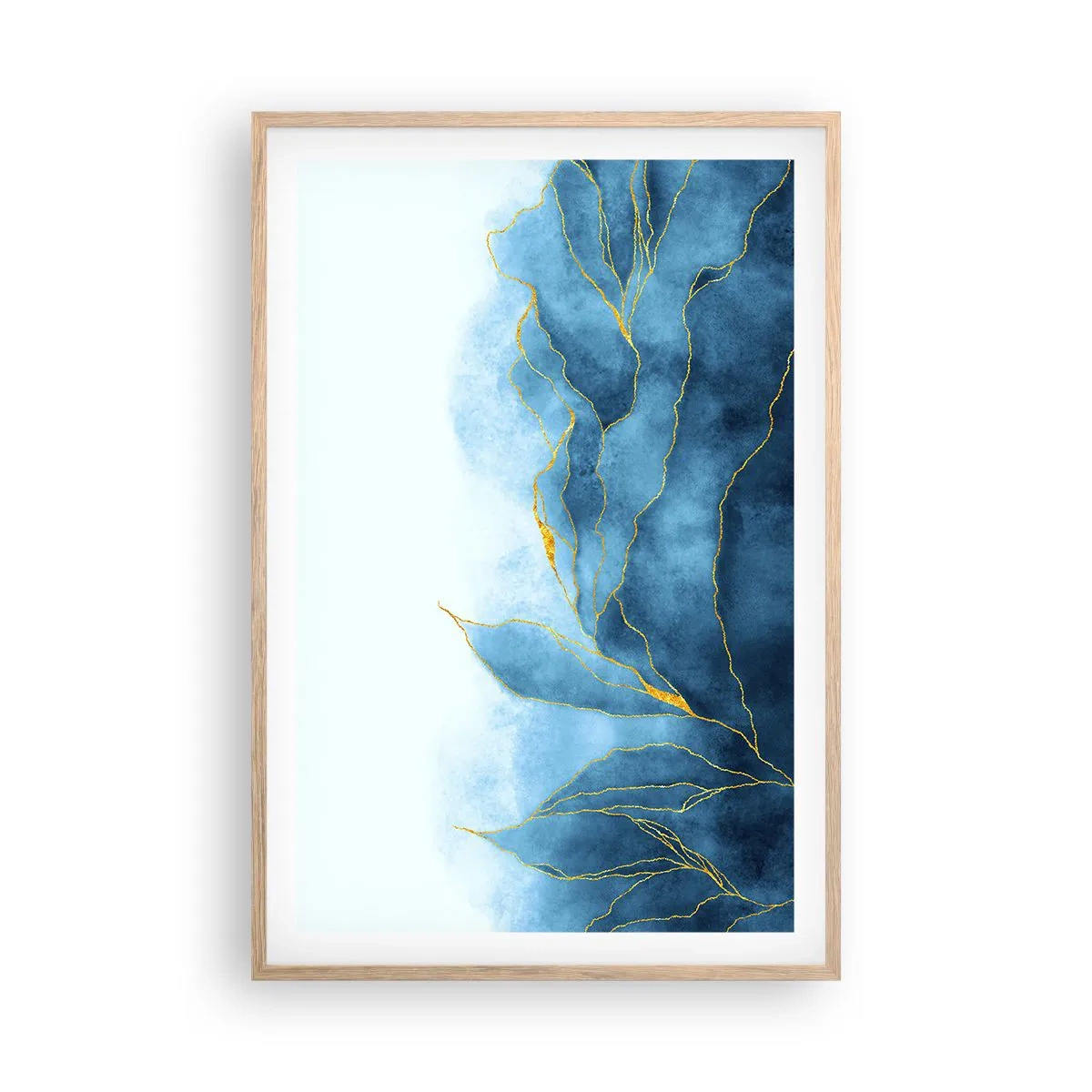 Pôster com moldura de carvalho claro - Azul dourado - 61x91 cm