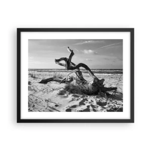 Pôster com moldura preta - Escultura do mar - 50x40 cm