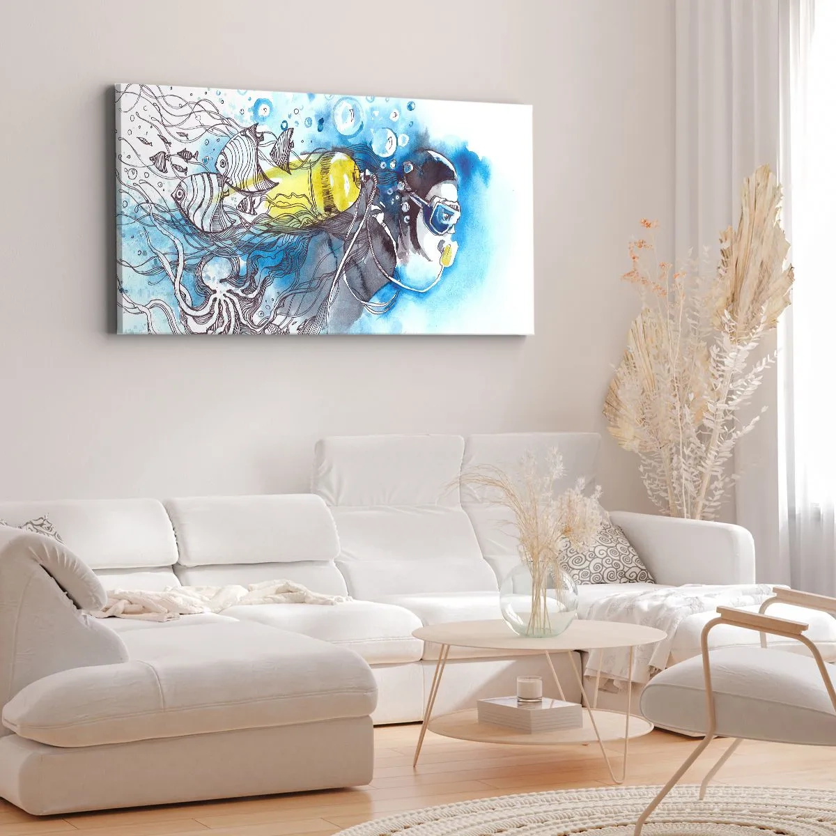 Quadro em tela - Azul Infinito - 120x50 cm