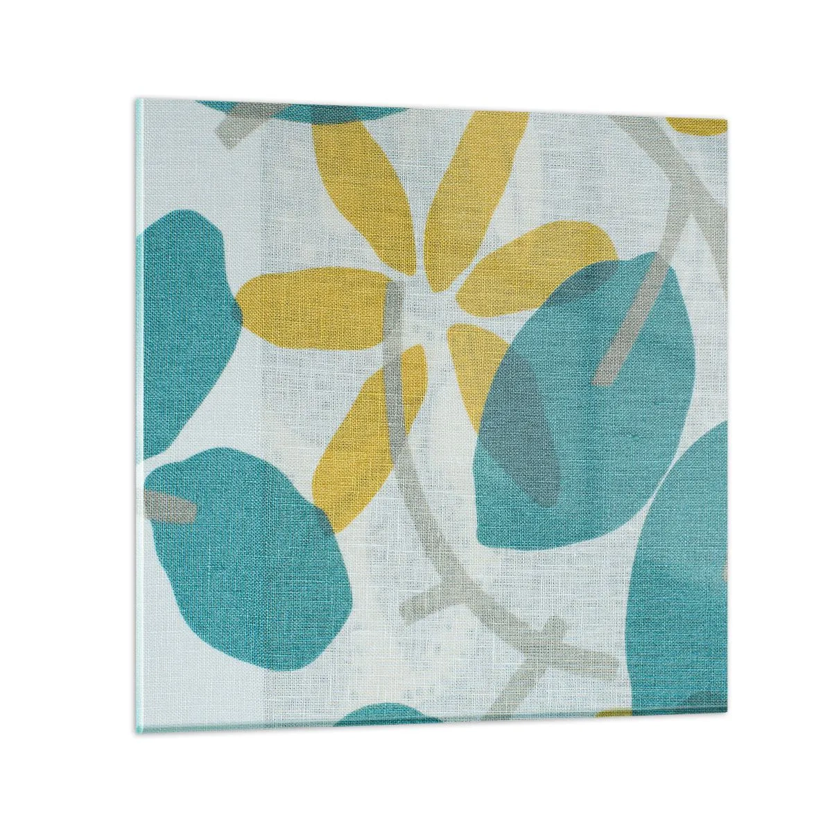 Quadro em vidro - Entre as folhas azuis - 50x50 cm