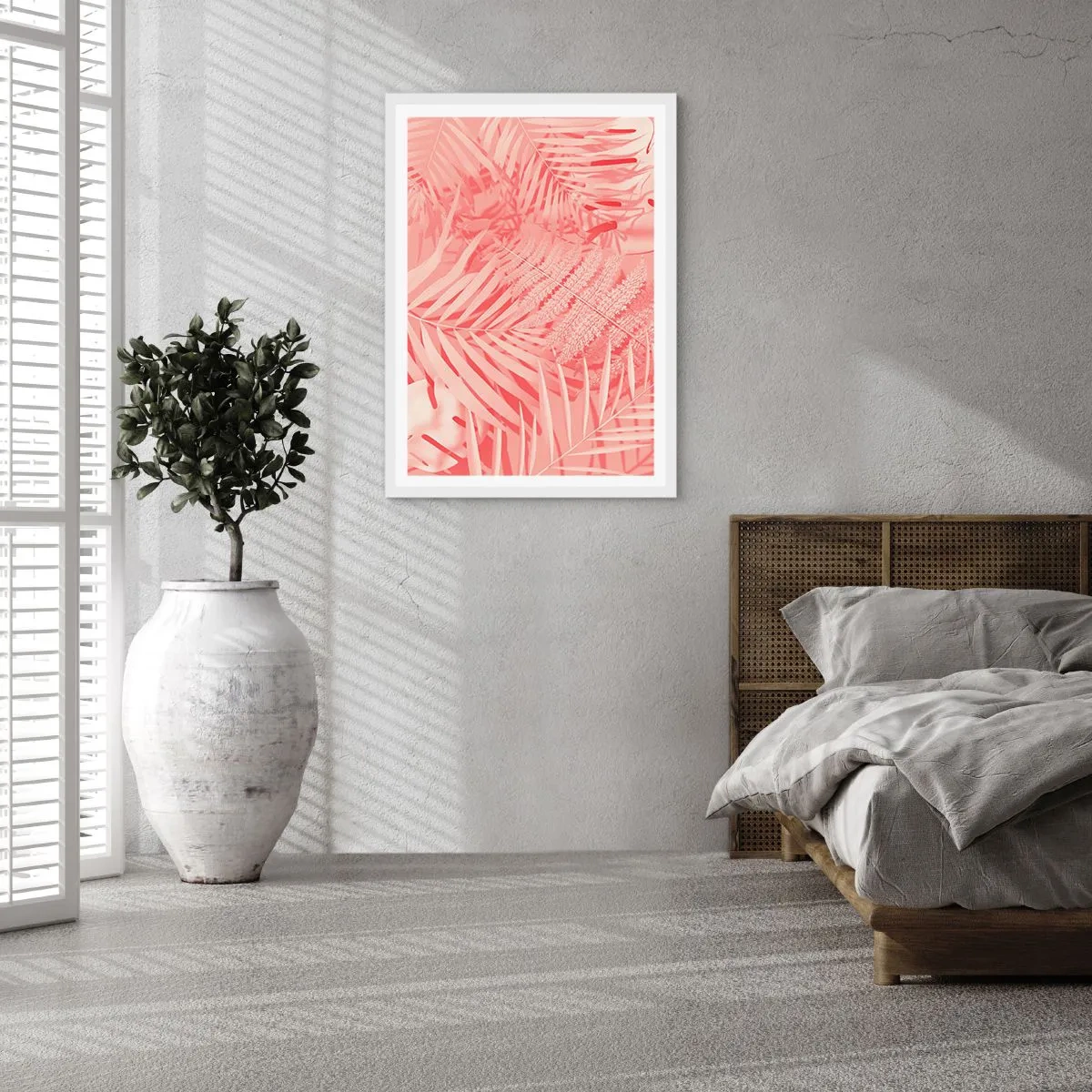 Pôster em moldura branca - Conceito cor-de-rosa - 50x70 cm