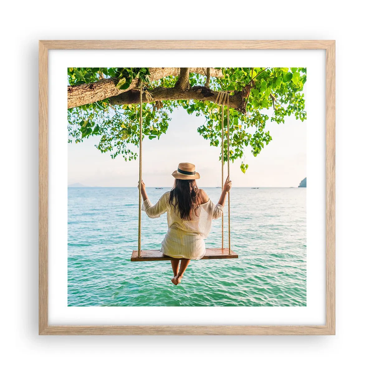 Pôster com moldura de carvalho claro - A vida é bela - 50x50 cm