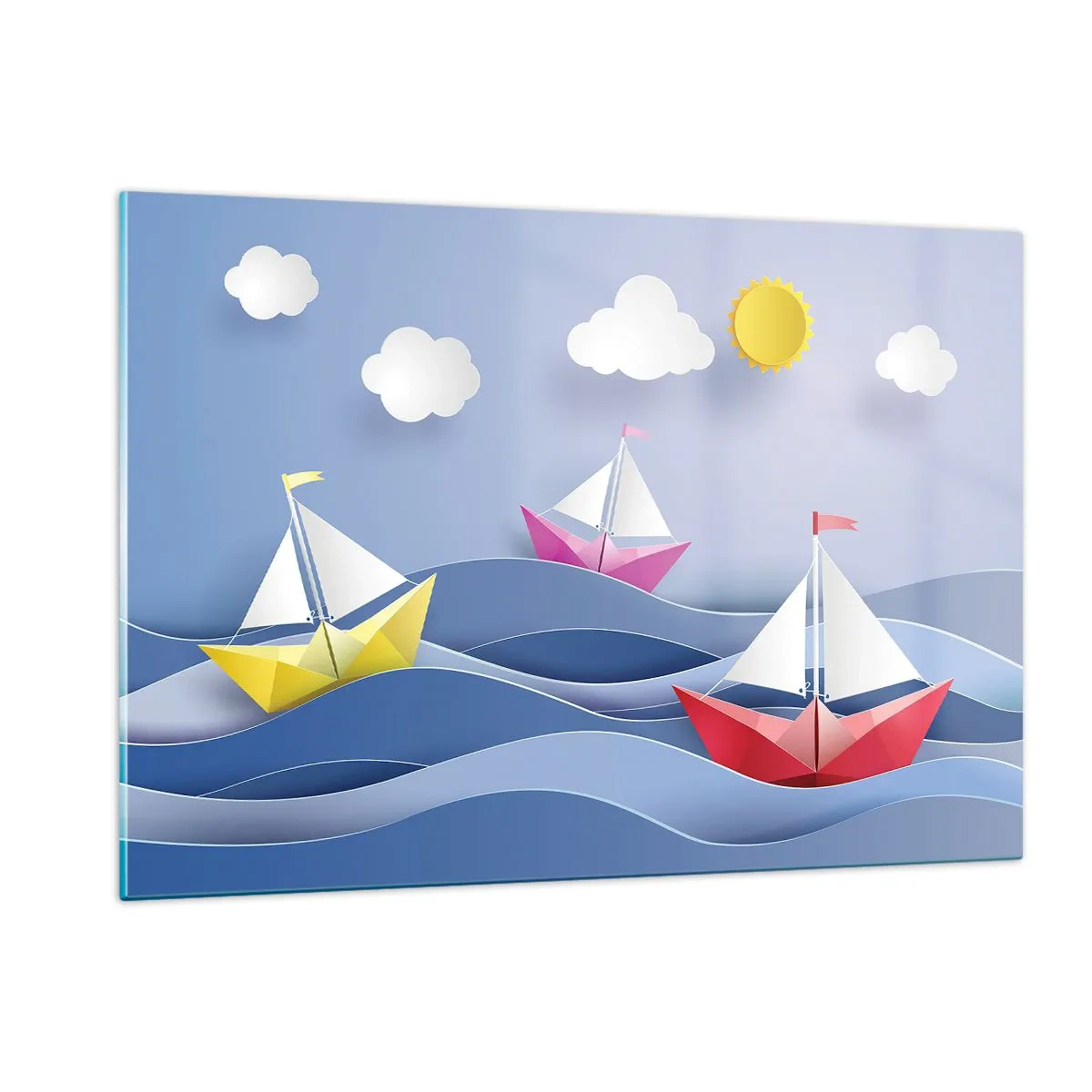 Quadro em vidro - Oh, como é agradável balançar entre as ondas - 120x80 cm