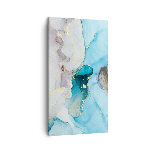 Quadro em tela - Estudo do encontro do cinza e turquesa - 45x80 cm