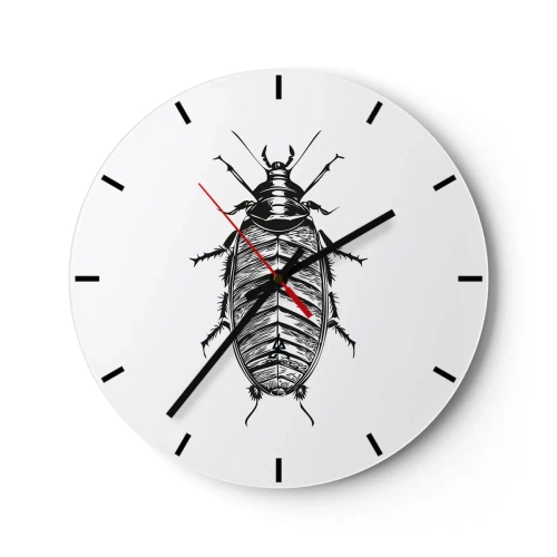 Relógio de parede - Relógio em vidro - Um gráfico de um inseto no estilo de uma gravura em um fundo branco - 30x30cm - Que exemplo! - Decoração de parede moderna para a sala de estar, cozinha e quarto ARTTOR