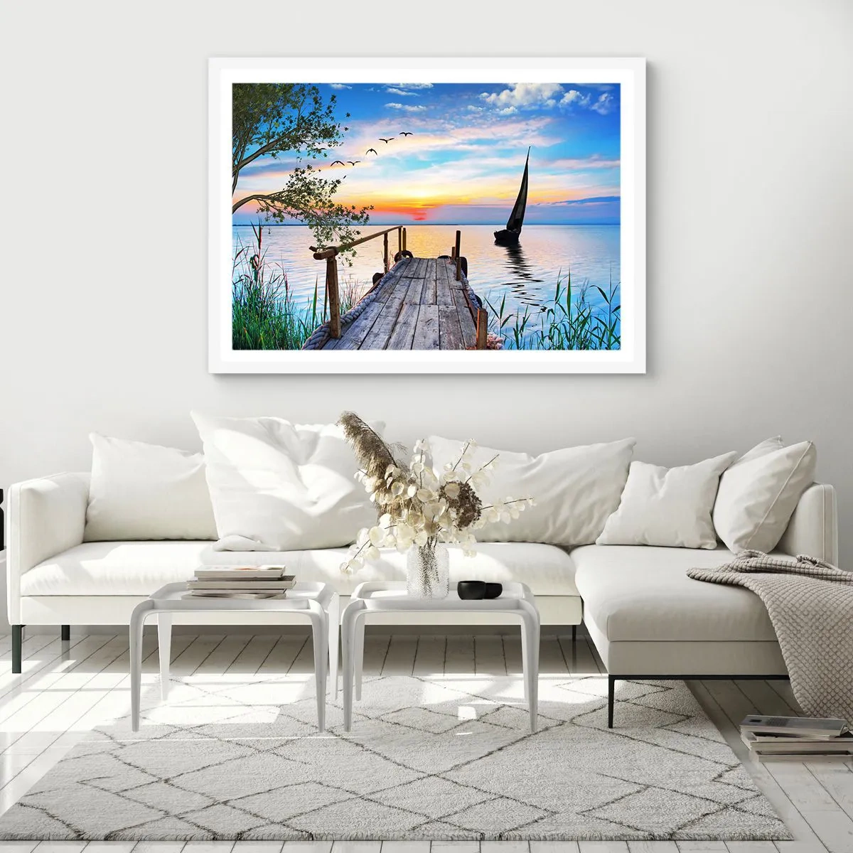 Pôster em moldura branca - Boa noite - 100x70 cm