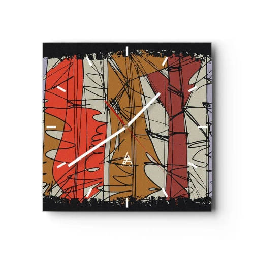 Relógio de parede - Relógio em vidro - Composição espontânea - 40x40 cm