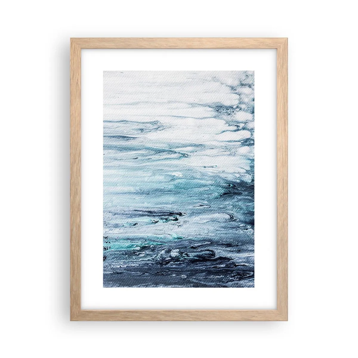 Pôster com moldura de carvalho claro - Estalactites em azul - 30x40 cm