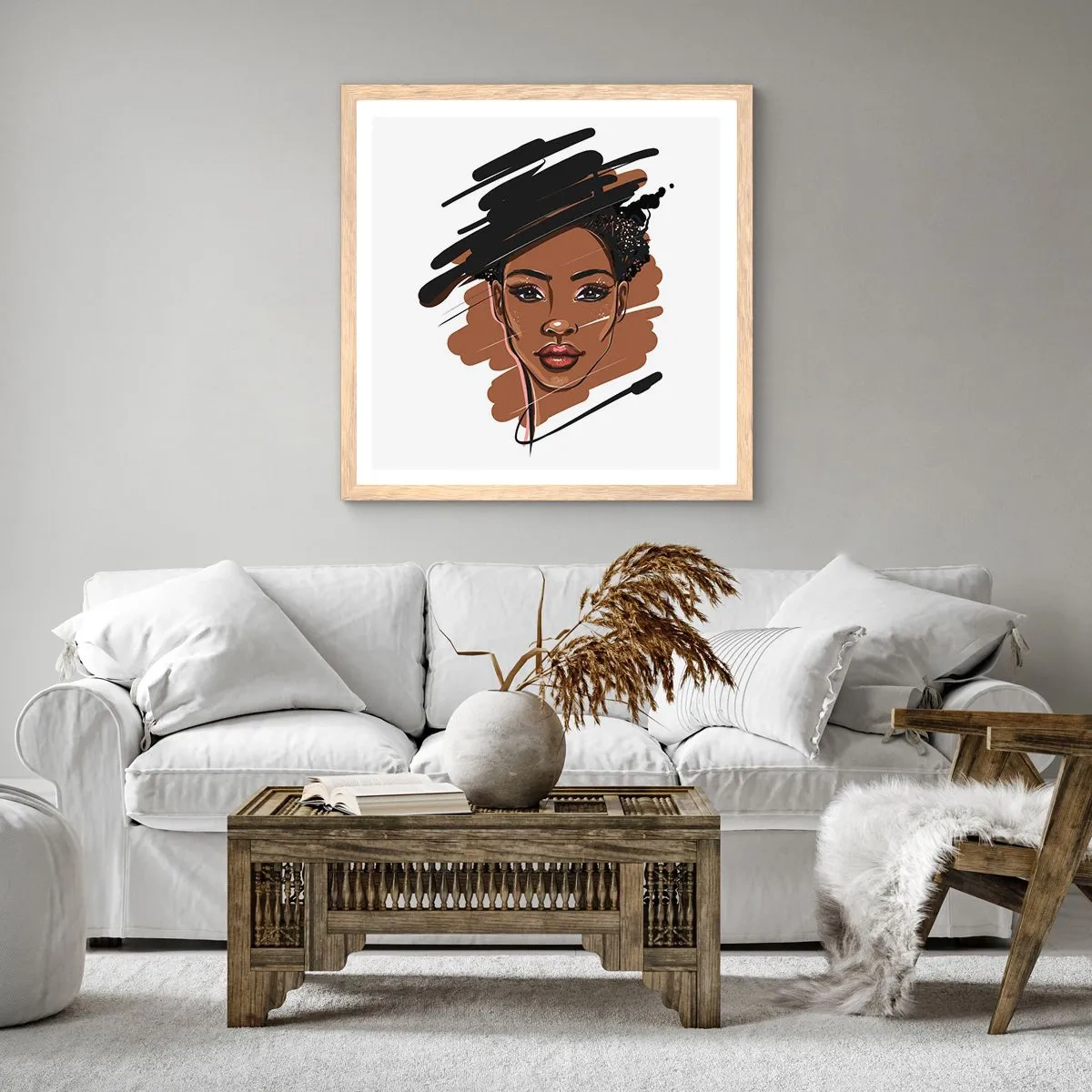 Pôster com moldura de carvalho claro - Doce como chocolate - 60x60 cm