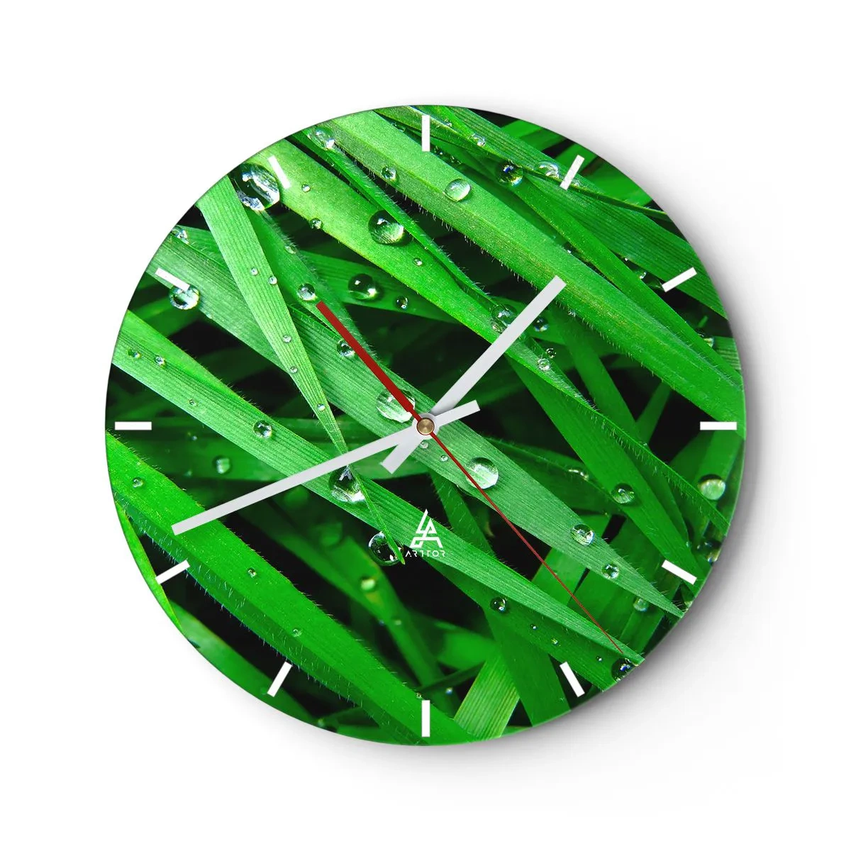 Relógio de parede - Relógio em vidro - Jogue no verde - 40x40 cm