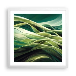 Pôster em moldura branca - Jogo verde abstrato - 50x50 cm