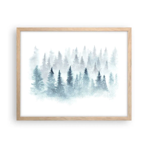 Pôster com moldura de carvalho claro - Envolto no nevoeiro - 50x40 cm