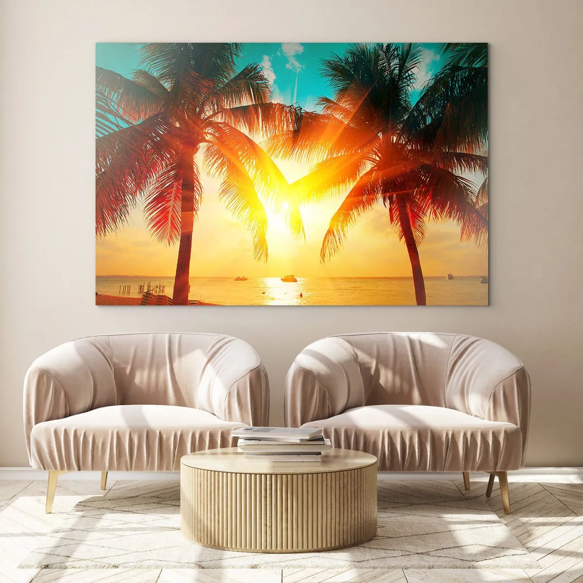 Quadro em vidro - Casal exótico - 100x70 cm