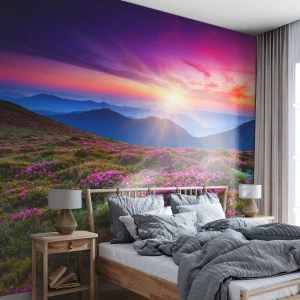 Papel de Parede Premium Sand - Campo cheiroso - Paisagem, Montanhas, Flores - 100x70 cm