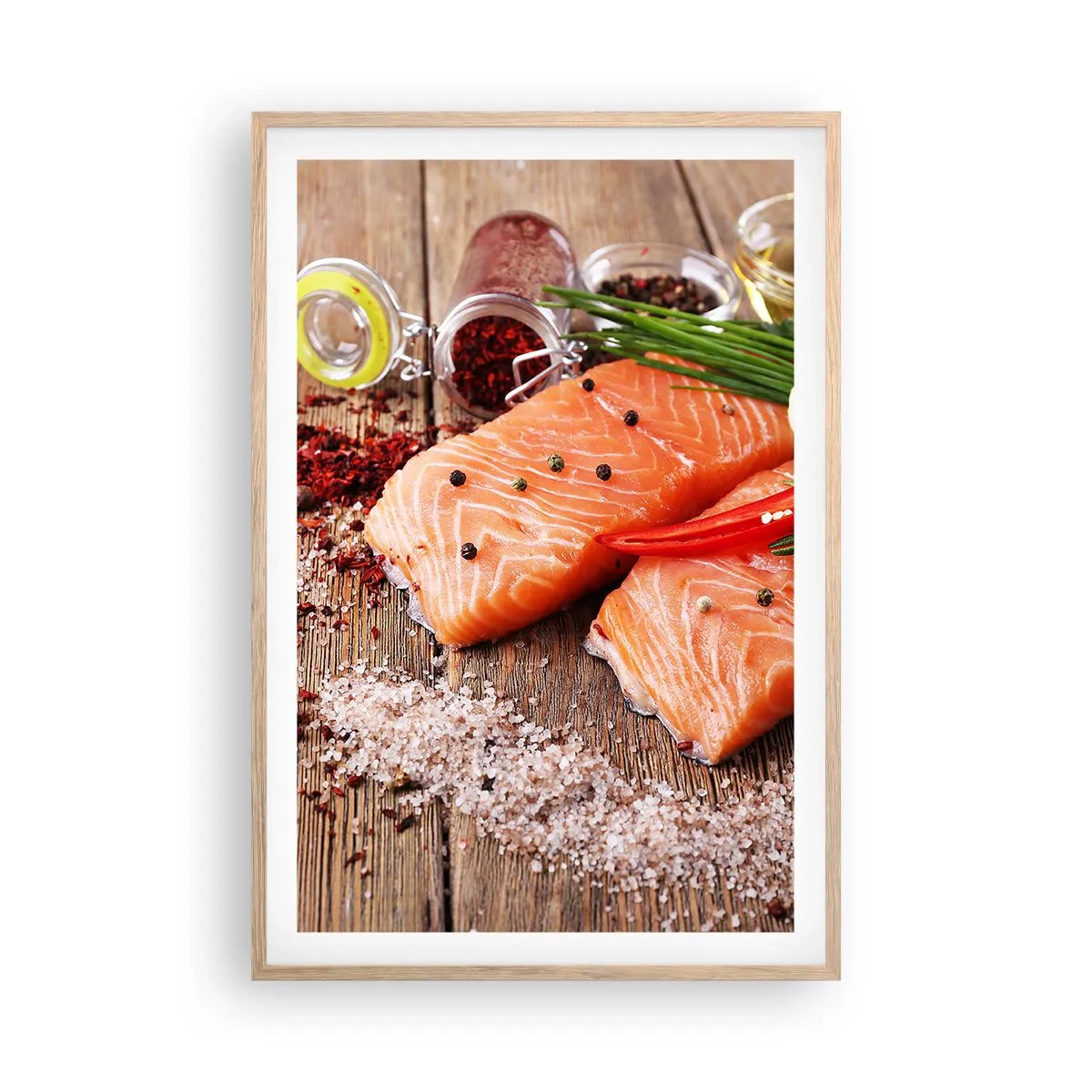 Pôster com moldura de carvalho claro - Aventura norueguesa na cozinha - 61x91 cm