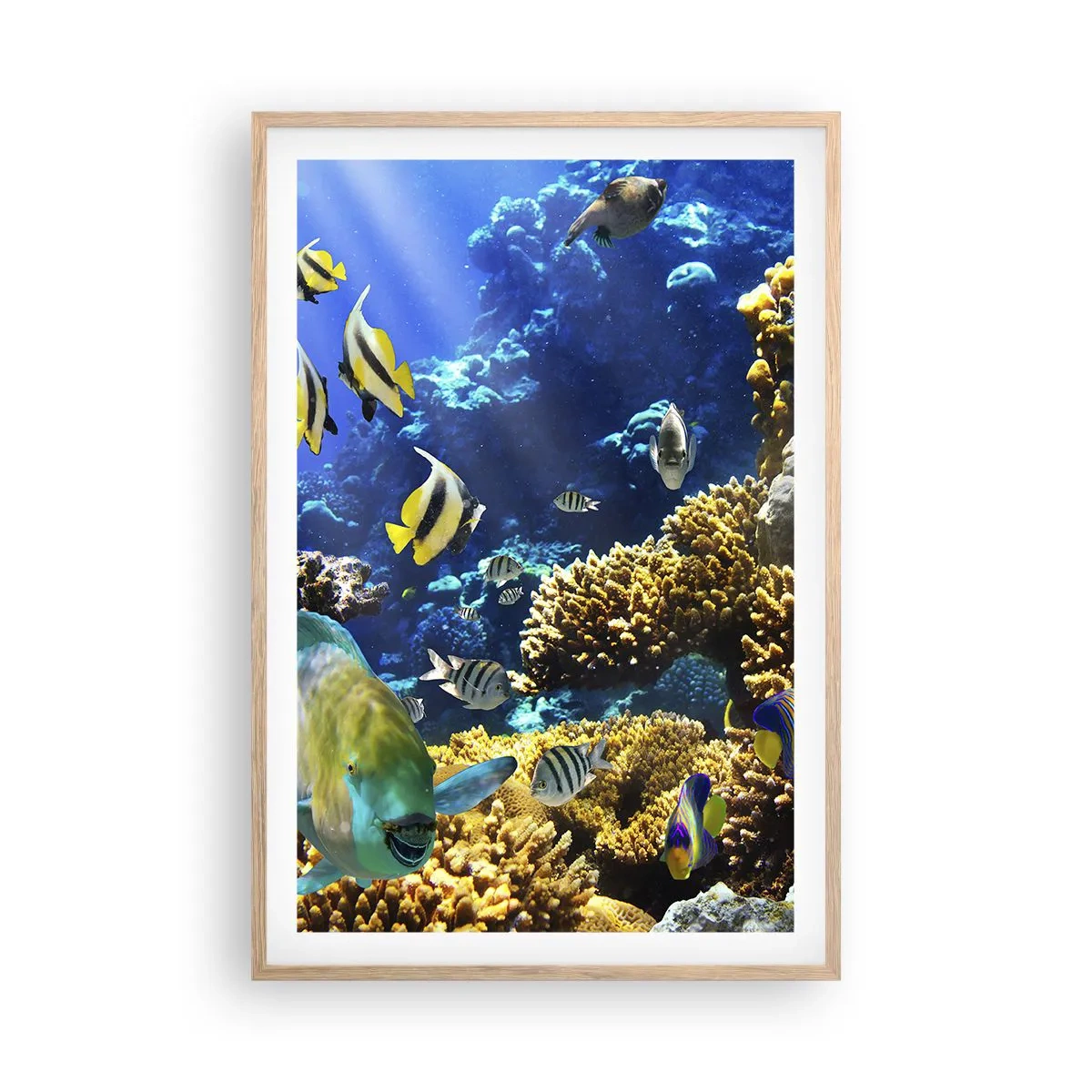 Pôster com moldura de carvalho claro - Tráfego intenso no percurso de férias - 61x91 cm