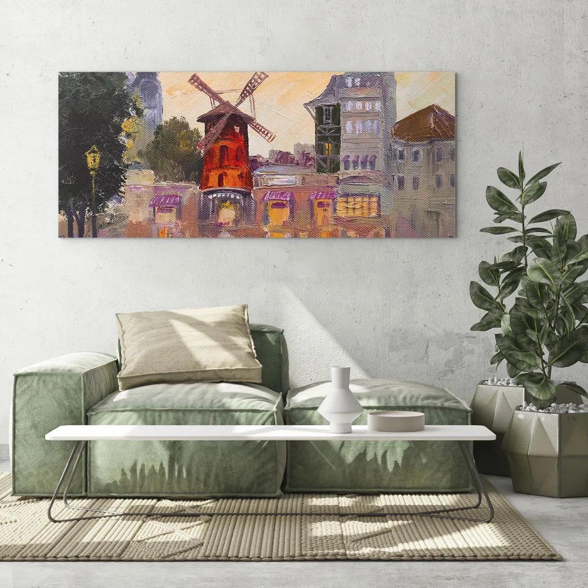 Quadro em vidro - Ícones parisienses – Moulin Rouge - 100x40 cm