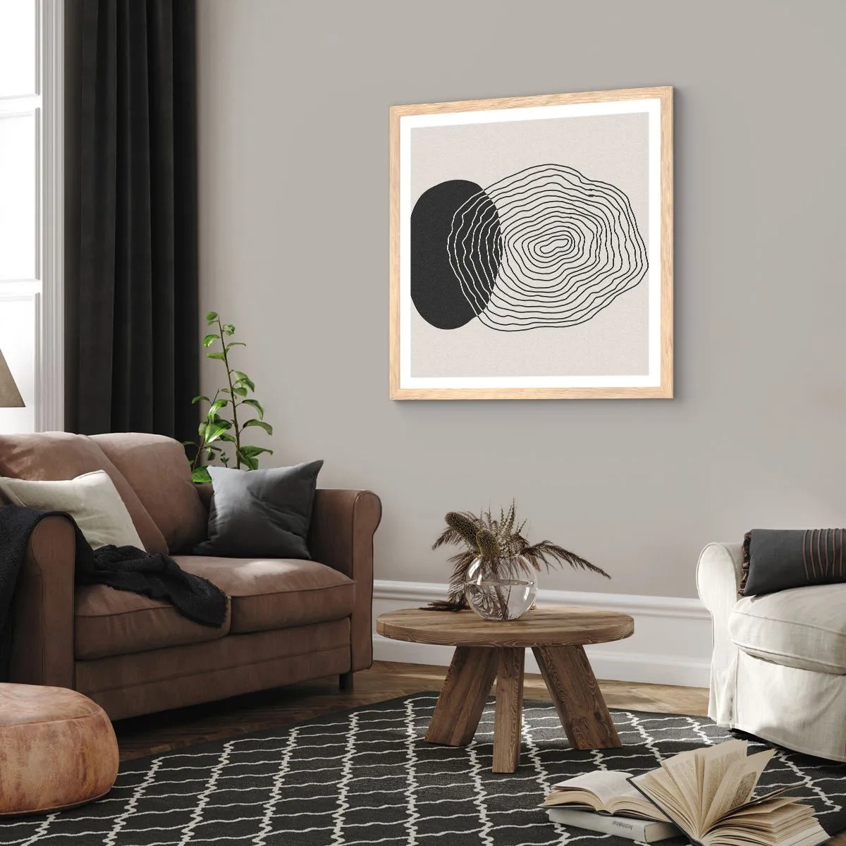 Pôster com moldura de carvalho claro - Duração e vibração - 50x50 cm