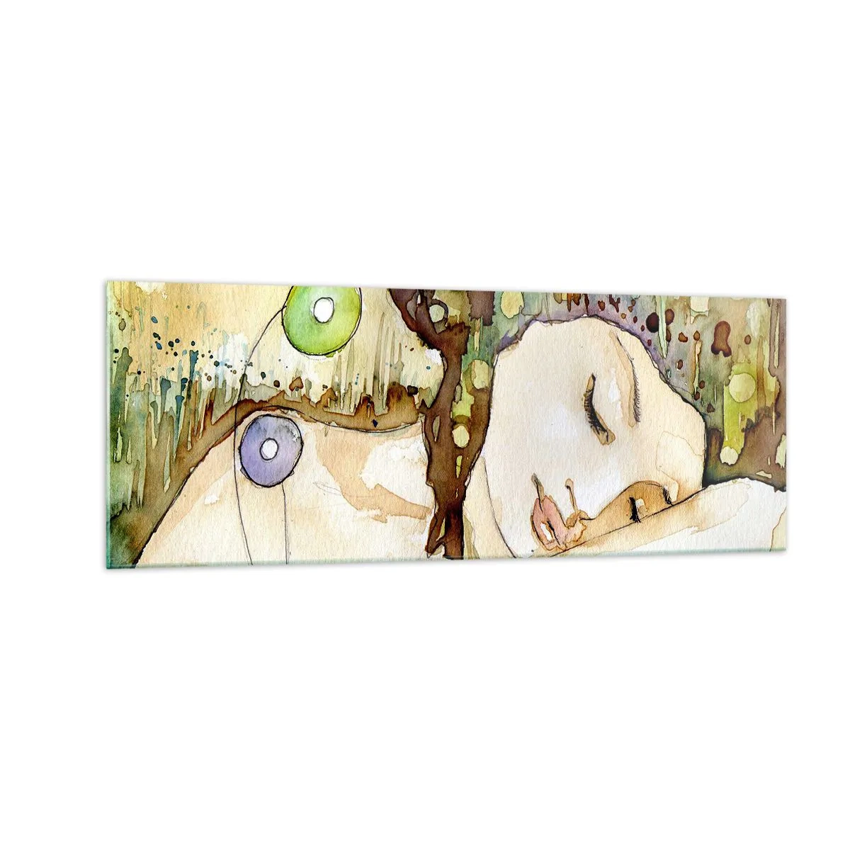 Quadro em vidro - Um sonho Violeta Esmeralda - 140x50 cm