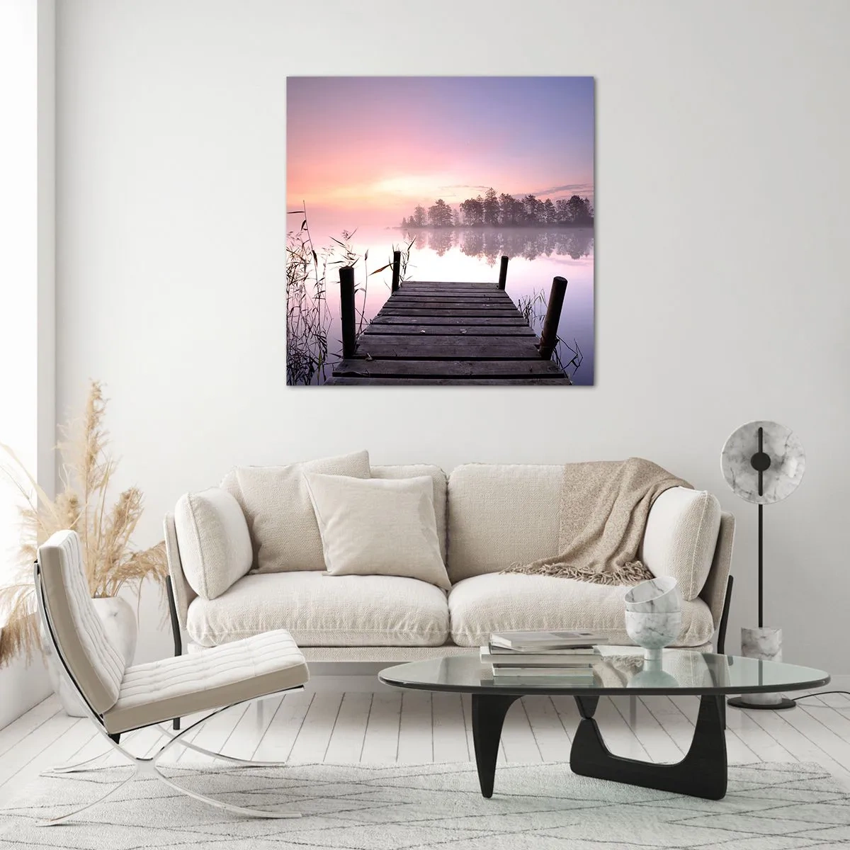 Quadro em vidro - Da névoa lilás... - 60x60 cm