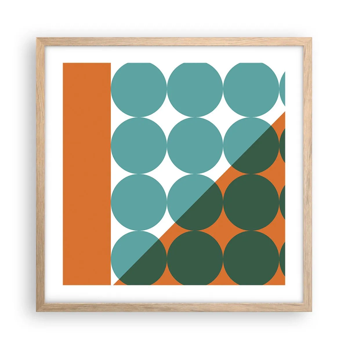 Pôster com moldura de carvalho claro - Para cima e na diagonal - 50x50 cm