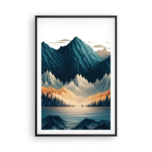 Pôster com moldura preta - Paisagem montanhosa perfeita - 61x91 cm