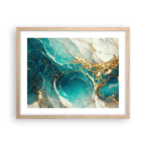 Pôster com moldura de carvalho claro - Composição com veios d'ouro - 50x40 cm
