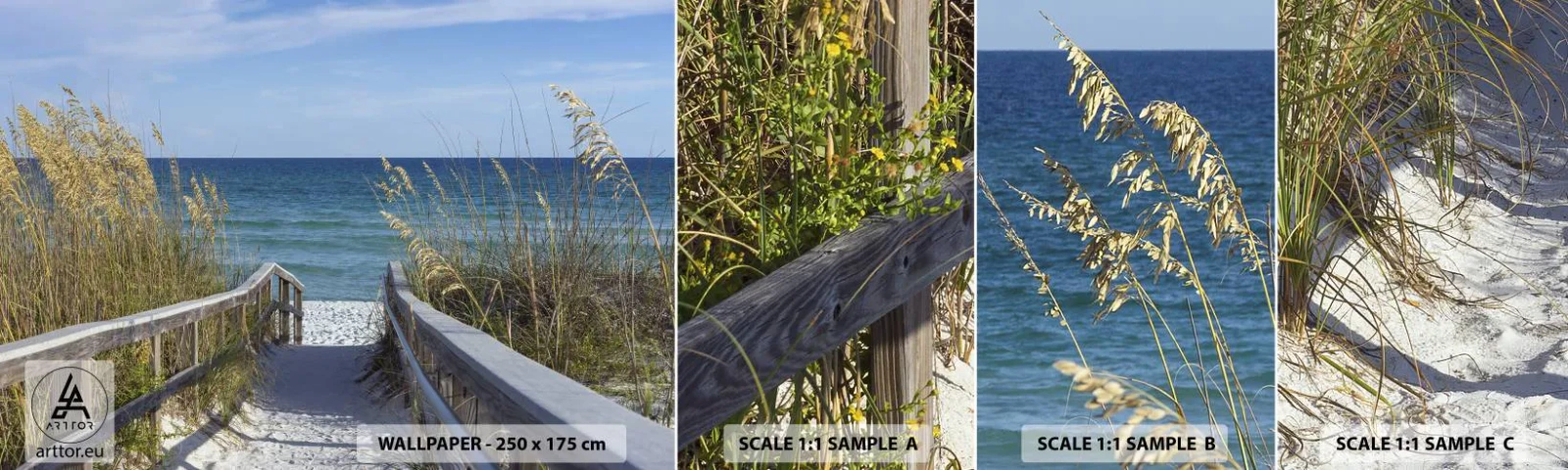 Amostra de Papel de Parede Standard Eco - Ao sol, ao vento - Paisagem, Duna do Mar, Mar - 100x30 cm