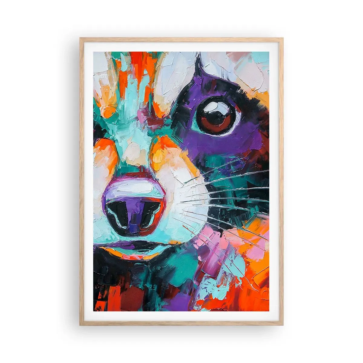 Pôster com moldura de carvalho claro - Apenas boas emoções - 70x100 cm