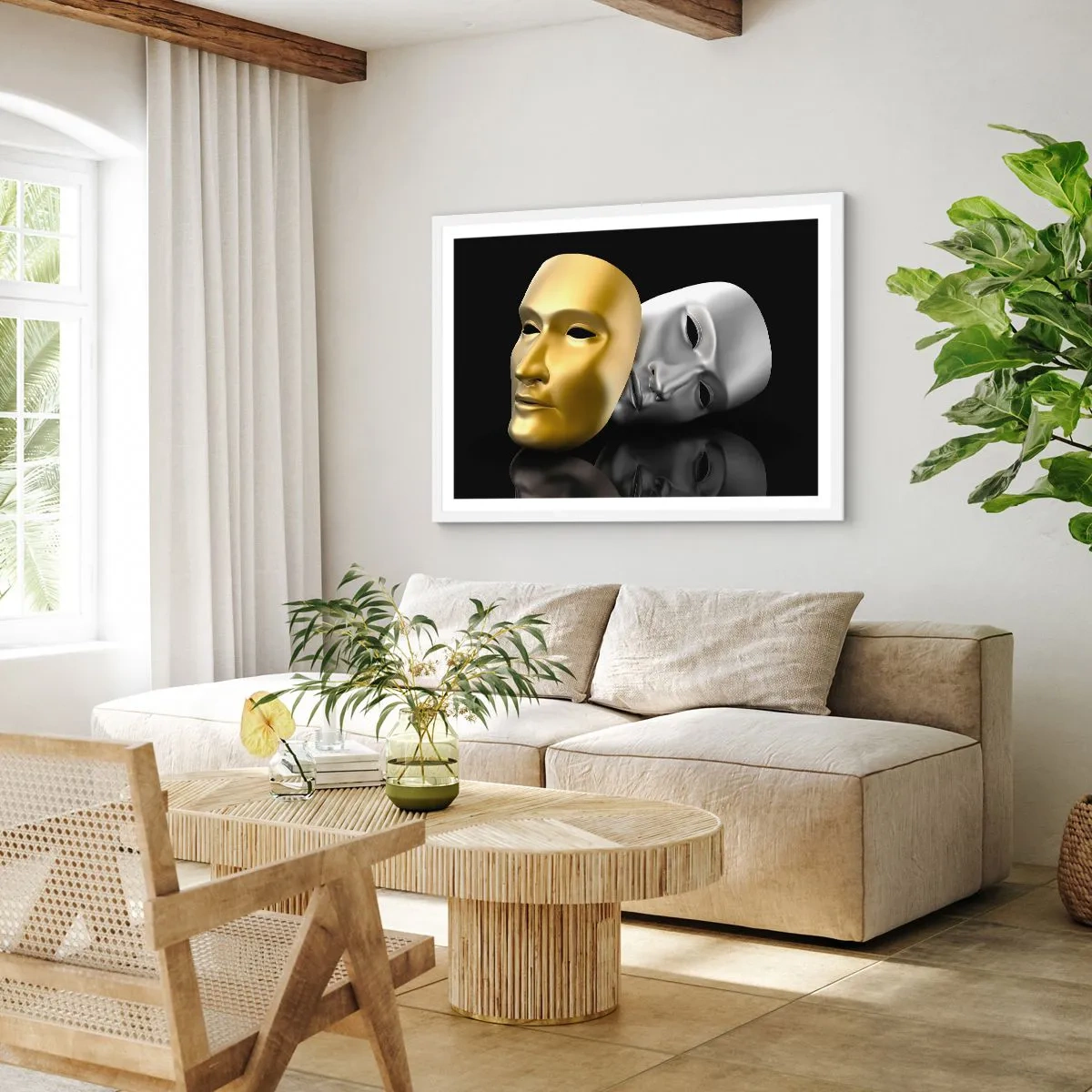 Pôster em moldura branca - A vida é um teatro - 100x70 cm