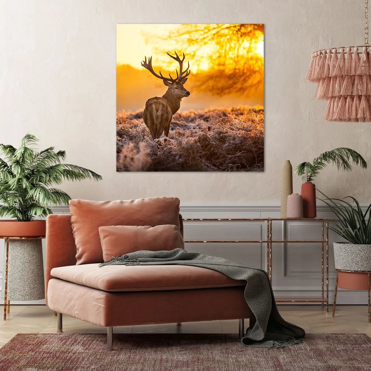 Quadro em tela - Rei da floresta de outono - 60x60 cm