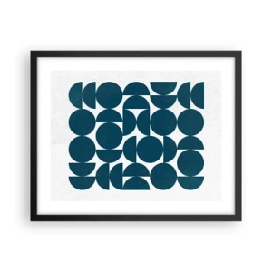 Pôster com moldura preta - Círculos e semicírculos - 50x40 cm
