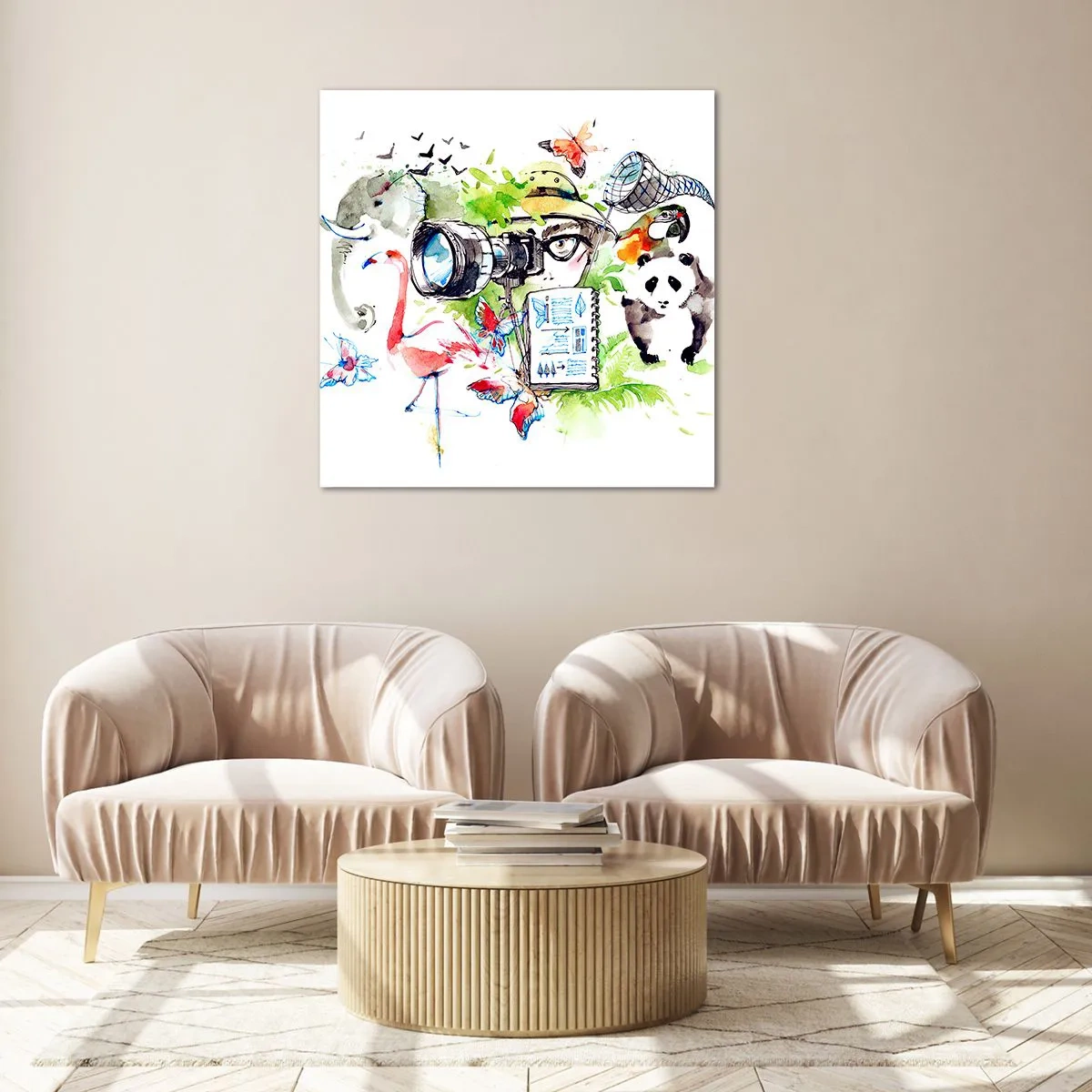 Quadro em vidro - Através da lente do viajante - 30x30 cm